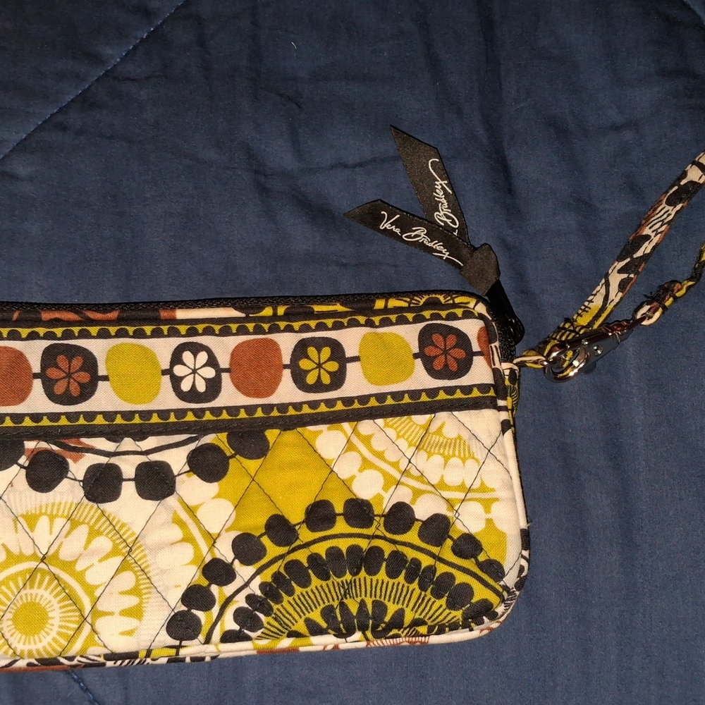 Vera Bradley Yellow Green Floral Quilted Wristlet
